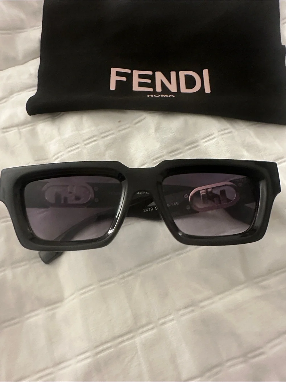 Fendi Black Sunglasses with Gold-Accent Temples